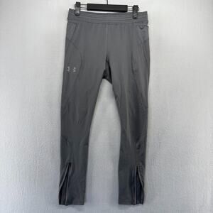 Under Armour Compression Pants Men's Medium Gray Coldgear Running Workout Logo